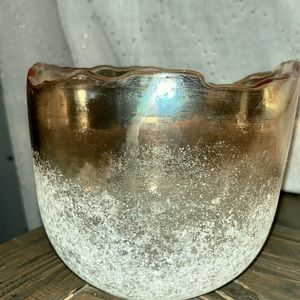 Beautiful textured white “frosted” yellow-ish gold multi purpose glass~